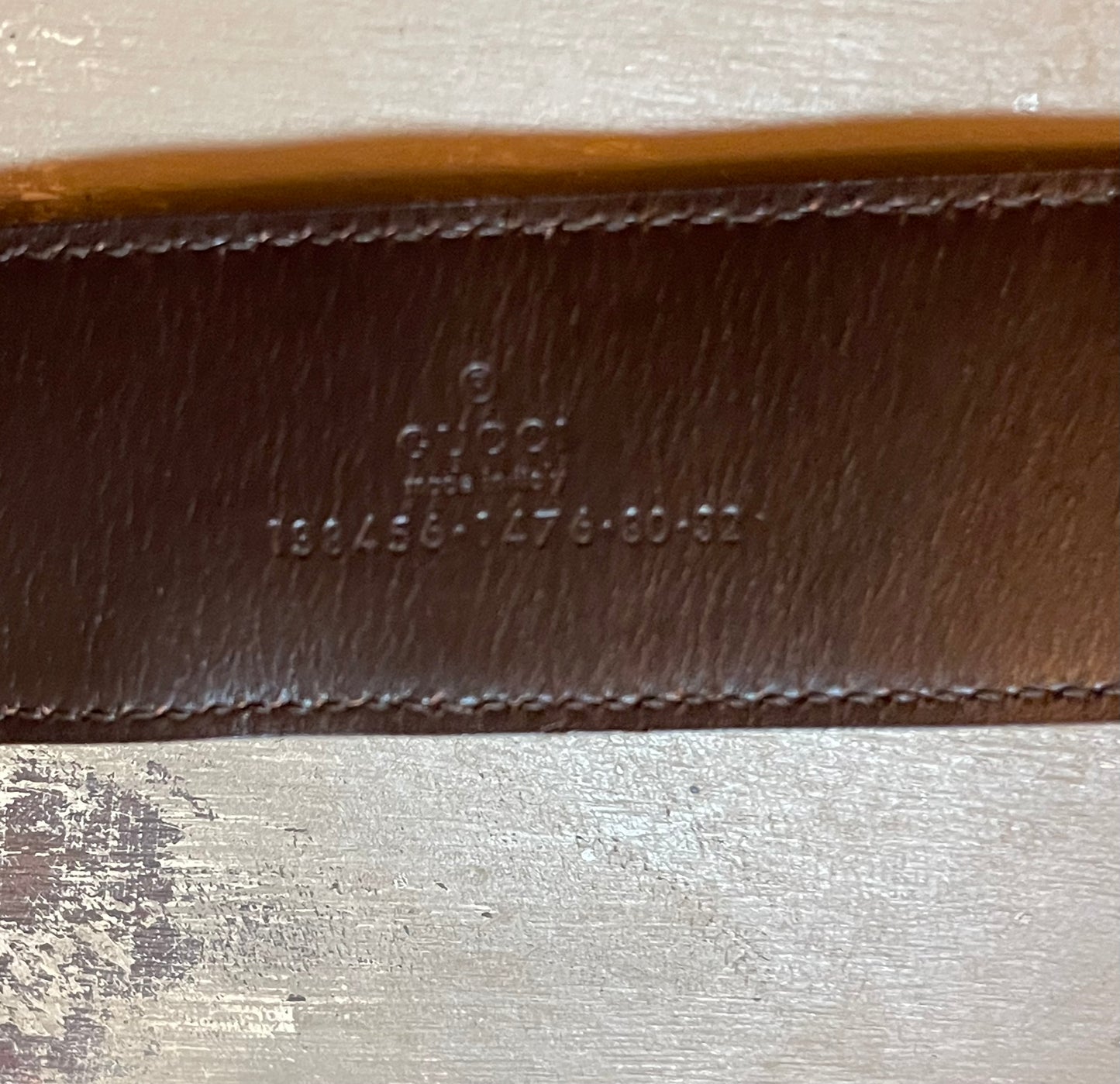 Gucci Monogram Ebony Bamboo G Logo Belt (80/32)