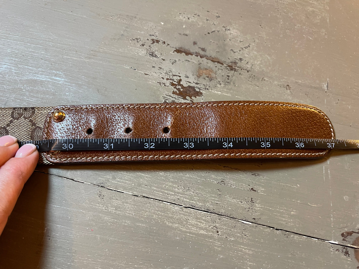 Gucci Monogram Ebony Bamboo G Logo Belt (80/32)